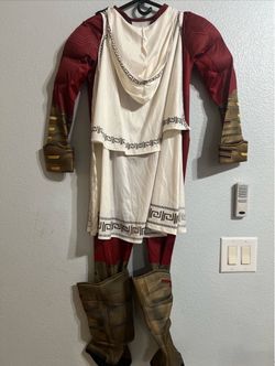 Youth Medium Shazam Halloween Costume – Padded Muscle Suit & Cape