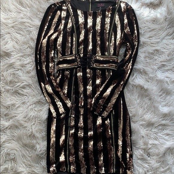 PARTY DRESS BLACK AND GOLD NWT