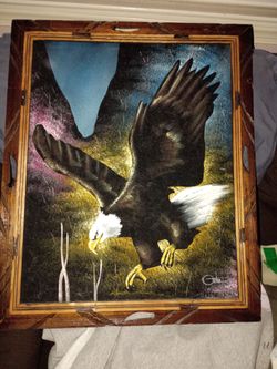 American Bald Eagle vintage black velvet painting LETS GO EAGLE'S 🦅 💚 Philly fans!
