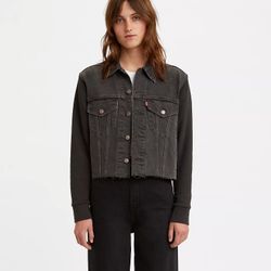NWT Levi’s Women's Boyfriend Trucker Denim Jacket Black Size Large $89
