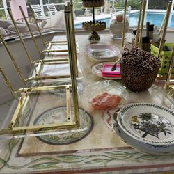 Hand Painted Table (8) Seater And Clear/gold Chairs 6