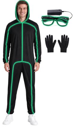Adult Stick Figure Costume Glow in the Dark Halloween Outfit for Men Women