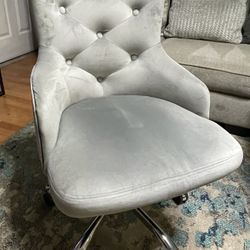 Adjustable Gray Velvet Fabric Desk Chair