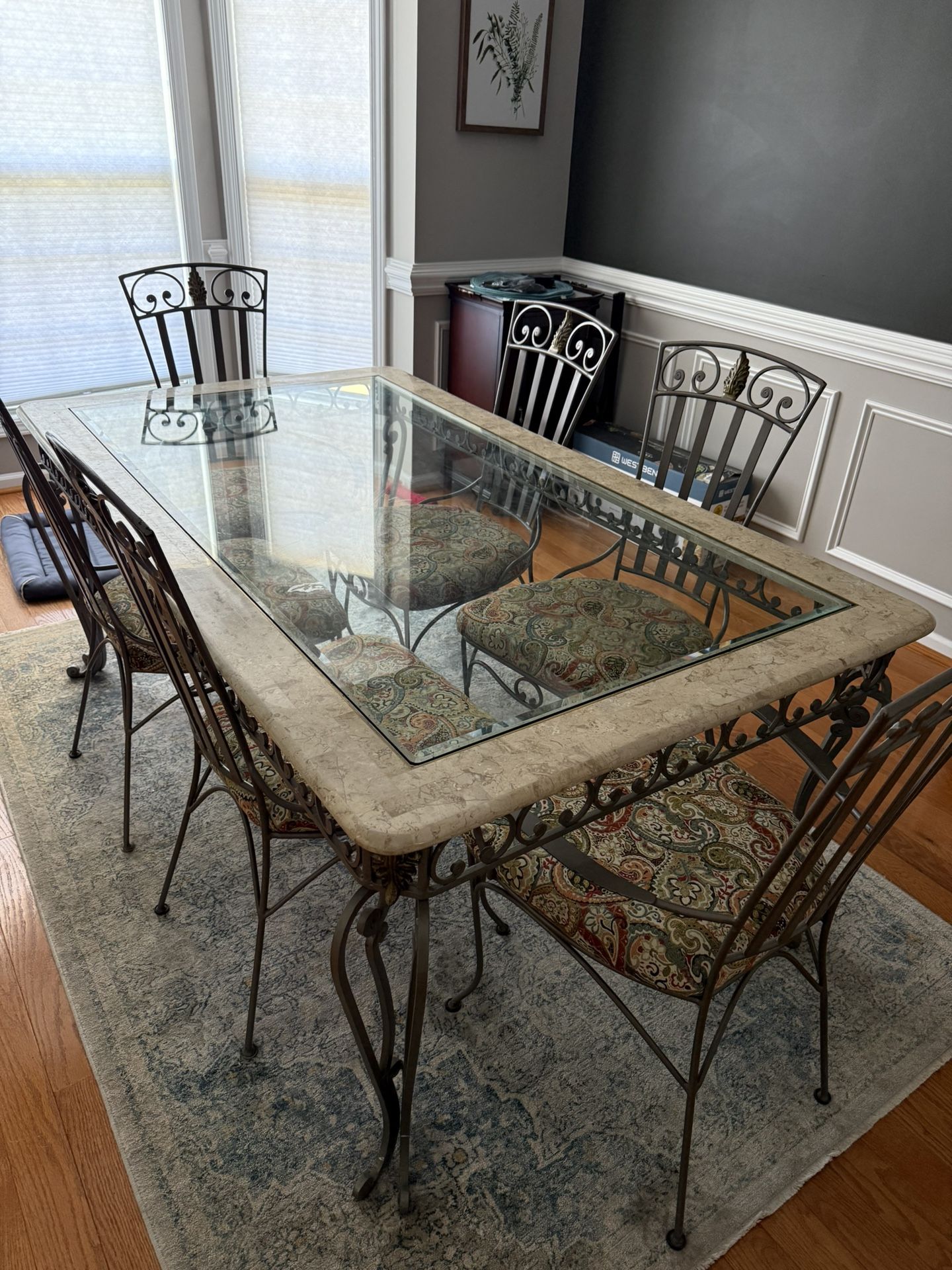 Dining table, Chairs, Side table, and Coffee table