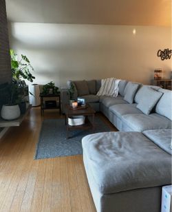 Large Gray Fabric Sectional Sofa