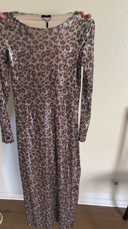 Sequin Leopard Print Midi Dress