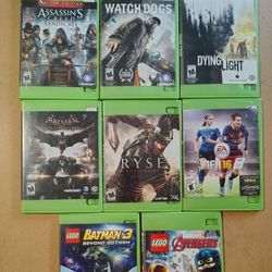 Lot of 8 Xbox One Games: Assassin's Creed, Batman, Ryse, Watch Dogs, LEGO