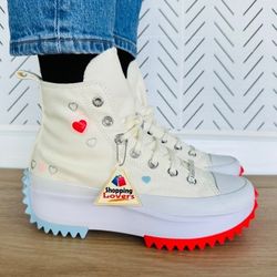 🤩Converse Size 9 Women Shoes Run Star Hike Platform Y2K Heart Beige A09214C New