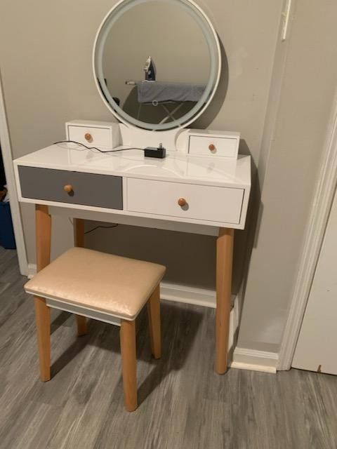 Vanity With LED Mirror and Chair...MOVING SALE