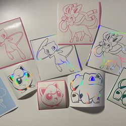 Pokémon Vinyl Decal Stickers For Car Window Laptop Hydroflask Mirror | Mew Bulbasaur Jigglypuff Sylveon Lopunny 