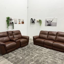Leather Recliner Couch Set - Free Delivery 