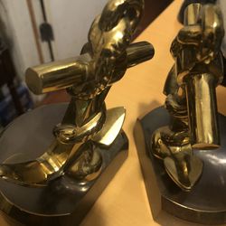 Pair Of Naval Anchor Bookends  Solid Brass 