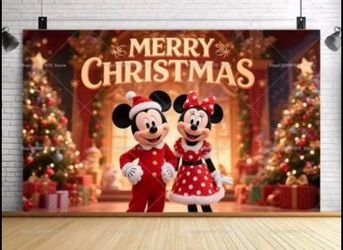Merry Christmas Backdrop Disney Mickey And Minnie