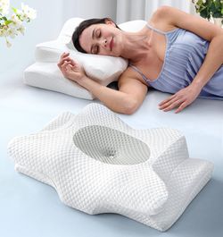Emircey Clinical-Level Relief Cervical Neck Pillow for Sleeping, Cooling Bed Pillow Neck Relief, Orthopedic Contour Memory Foam Pillow for Side Sleepe