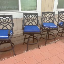 Patio Outdoor Furniture Cast Aluminum Bar Stools Set