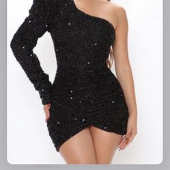 Sequin Mini Black Dress