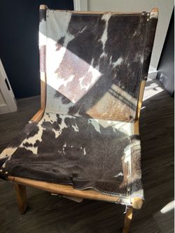 Wood chair, cowskin