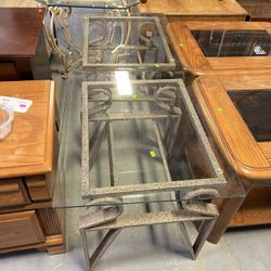 Glass Top Metal Side Tables (in Store)
