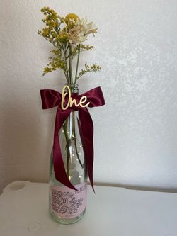 Wine Bottle Table Numbers /  Bud vase with fairy lights.