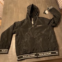 black Rocawear Jacket Size XL Fleece Lined With Zipper And Hooded