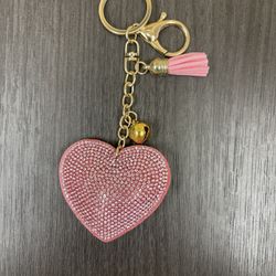 Sparkly Pink Heart Keychain 