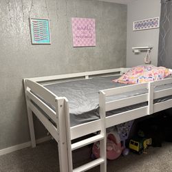 Full Bed Size Loft Bed - White Wood