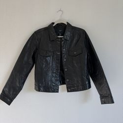 GAP Women's Dark Genuine Leather Jacket