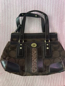 Coach Purse: 11071 Signature Stripe Hampton Satchel