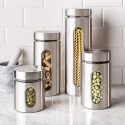 4-Piece Estilo Stainless Steel Kitchen Canister Set NEW in Box