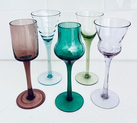 Long stem cordial port colorful glasses