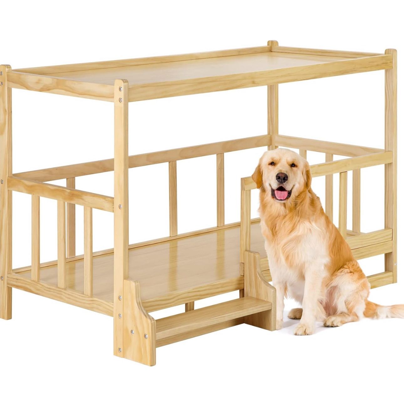 Wooden Dog Bed Frame, Dog Kennel Furniture, Dog Bed Stand, Perfect for Large/Extra-Large Dogs, Modern Style, Waterproof, Easy to Clean, X-Large