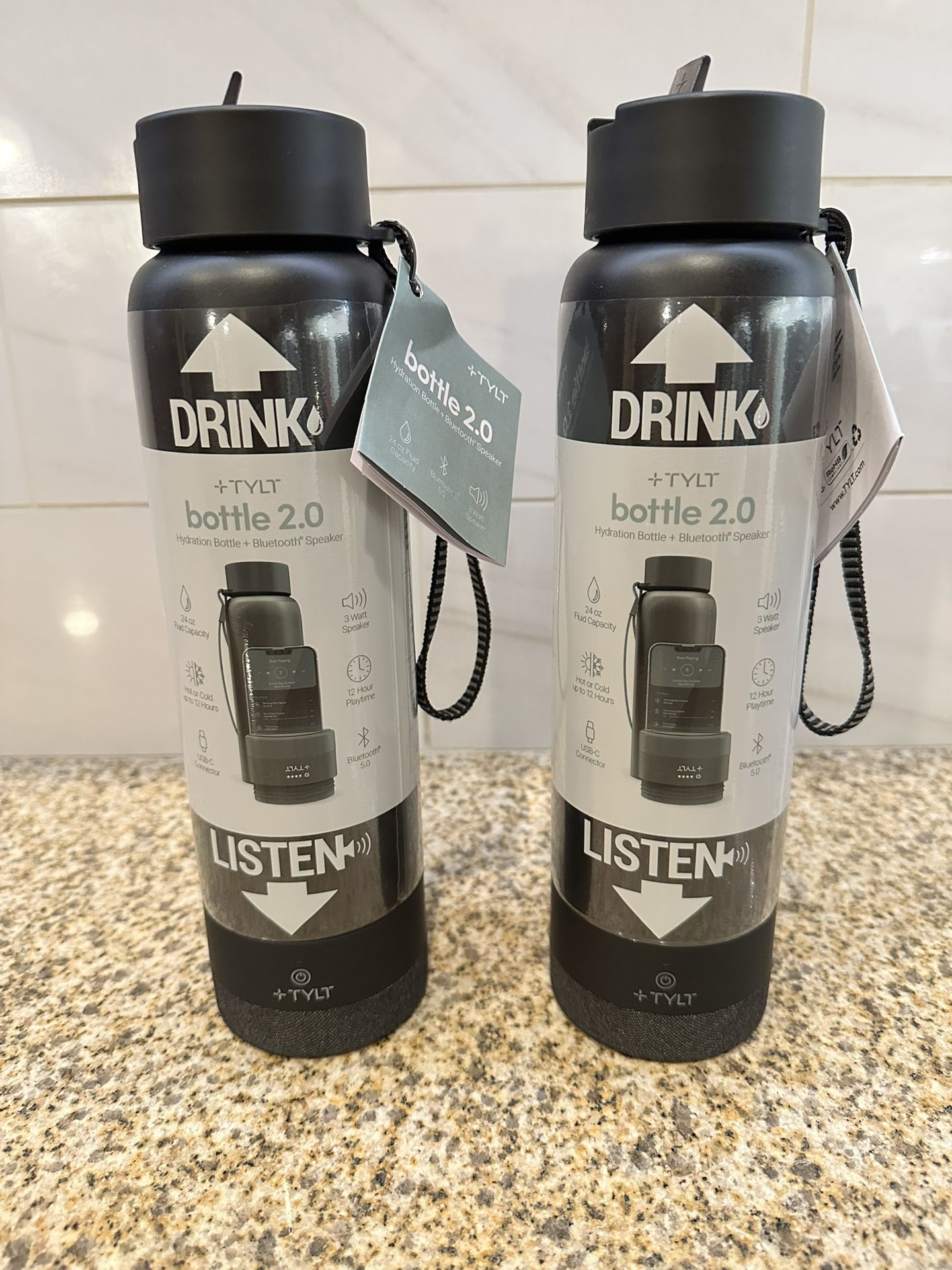 NEW TYLT Insulated Hydration Bottles With Attachable Portable Speakers $15 Each