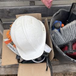 White Construction Hat, Adjustable One Size Fits All Extra Large Traffic Vest