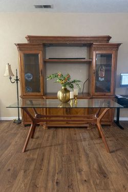 Mid-Century Dark Walnut Finish Rectangular Dining Table