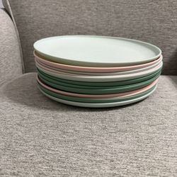 Set Of 12 Plastic Dinner Plates 