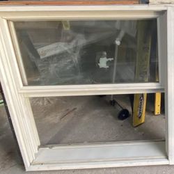 VINYL WHITE WINDOW 33.5” X 39”USED MORE THAN ONE AVAILABLE