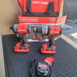 CRAFTSMAN V20 RP 20-VOLT MAX BRUSHLESS POWER TOOL COMBO KIT WITH SOFT CASE (2) BATTERIES AND CHARGER INCLUDED 