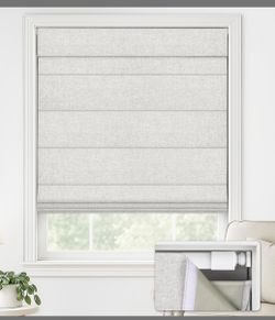 LazBlinds No Drill Roman Shades, Blackout, 28" W X 64" H, Natural