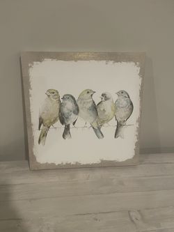 Birds on a Wire Canvas Wall Art – 18″ × 18″