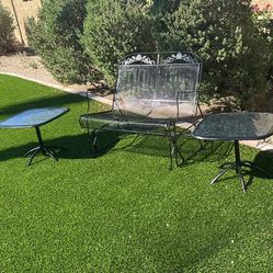 Glider Bench With 2 End Tables