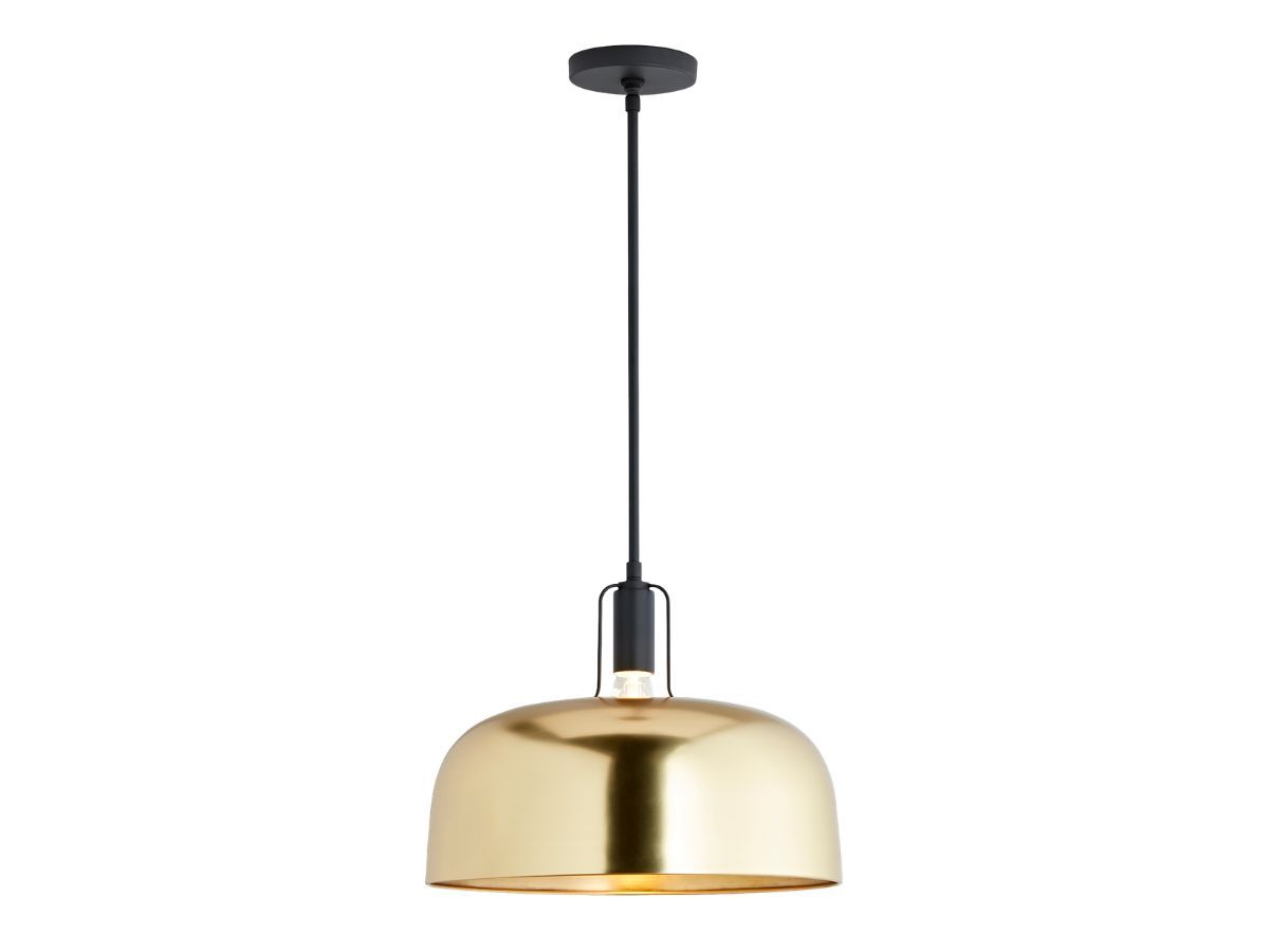 REJUVENATION Dekum 16″ Pendant Light In Oil Rubbed Bronze with Aged Brass Shade