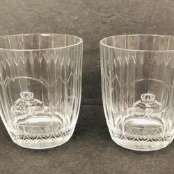 Vintage Von Pok Crown Royal Low Ball "Made in Italy" Whiskey Rocks Drinking Glass Set of 2