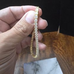 925 Gold Over Silver Diamond Bracelet 
