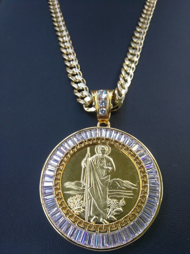 14k Gold filled Cuban link with Medallion