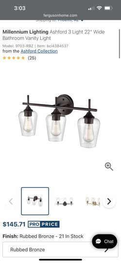 Millennium 3-Lamp Vanity Lights - Rubbed Bronze