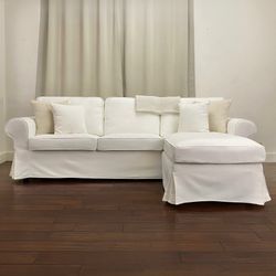 Delivery - Reupholstered Petite White EKTORP Sectional Sofa