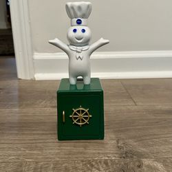 Vintage Pillsbury Doughboy Metal Coin Bank With Giggle Sound 1999 Works 9" Tall