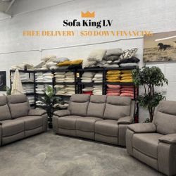 Free Delivery* Like New Gray/Brown Sofa, Loveseat & Chair! **Brand New** 