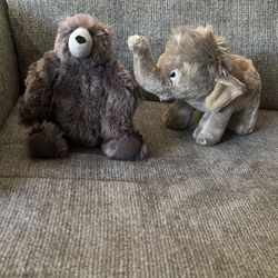 2 PCs. Jungle Book- Baloo Bear & Hathi  elephant Stuffed Animals.