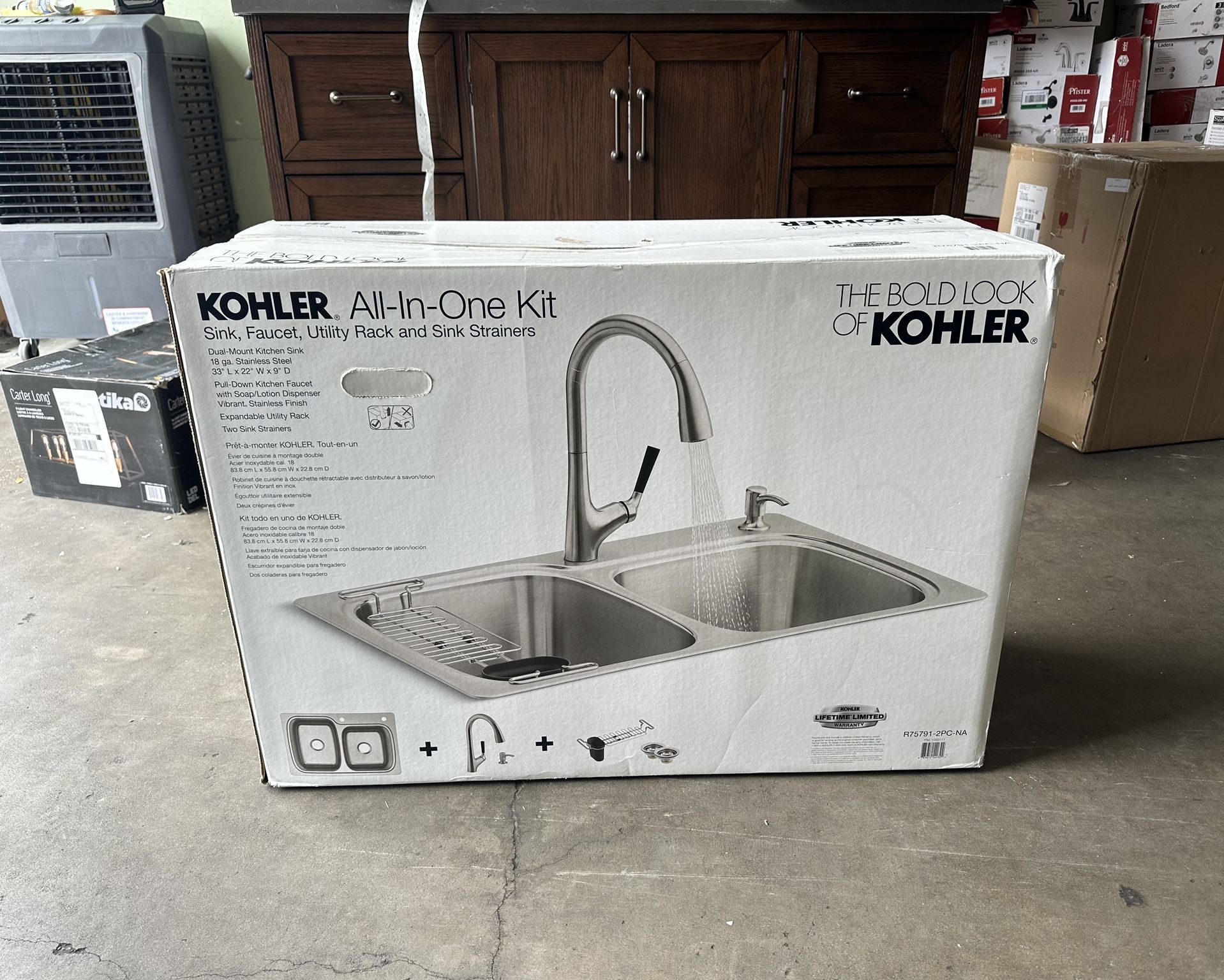 Kohler Stainless Steel Sink and Faucet Package